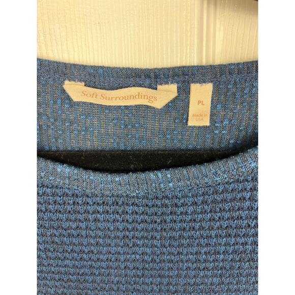 Soft Surroundings Bailey Waffle Knit Dark Blue Thermal Crochet Top Petite Large - Picture 5 of 10